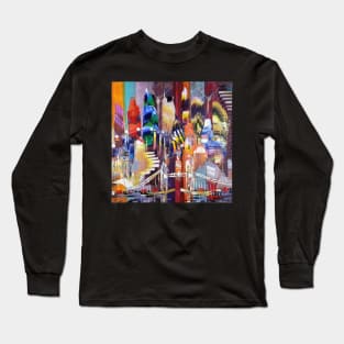 City of London Skyline Abstract Painting 800 Long Sleeve T-Shirt